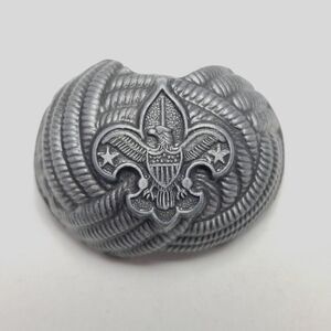 Vintage Boy Scout Standard Issue Neckerchief Slide, Silver Tone, Logo Center